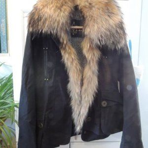 Mackage coat, 2 seasons, black material and leather